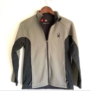 SPYDER Youth Boys Large Black/Gray Full Zip Fleece Sweater Jacket CC3